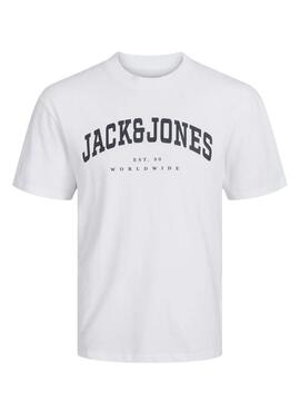 T-Shirt Jack and Jones Caleb Varsity weiß Kinder.
