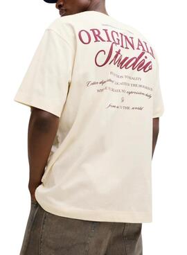 T-Shirt Jack and Jones Norrebro beige für Herren.