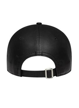 Kappe New Era New York Yankees 9FORTY, schwarzes Lederimitat für Damen.