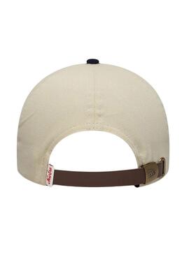 Kappe New Era Patch Wildleder 9FORTY beige und marineblau für Herren und Frauen