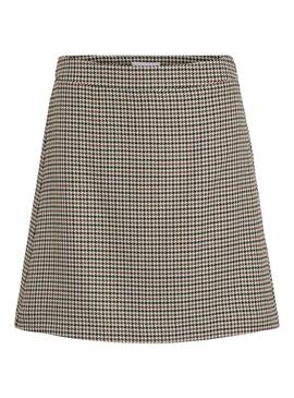 Rock Vila Vienilla beige Hahnentrittmuster für Damen.