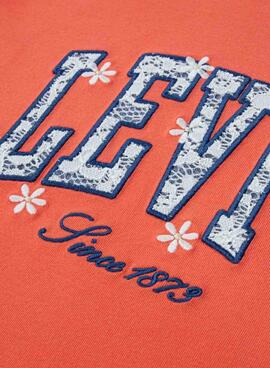 T-shirt Levi's Chambray Applique Koralle für Mädchen.