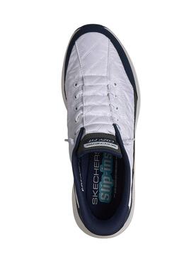 Skechers Contour Foam Turnschuhe in Weiß und Marineblau für Herren.