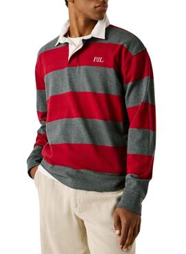 Polo Pepe Jeans Craig rot und grau für Herren