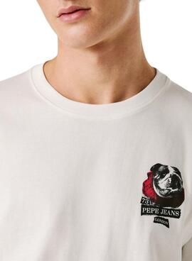 T-Shirt Pepe Jeans Shad Bulldog weiß für Herren
