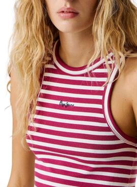 T-shirt Pepe Jeans Marian rosa und weiß für Damen