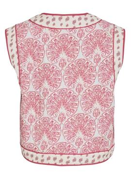Weste Vila Delphine Boho Koralle und Weiß für Damen