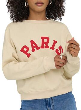 Sweatshirt Only Onlsweat Life beige für Damen