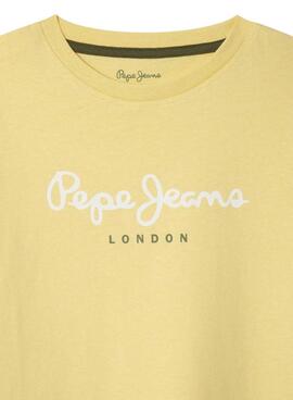 T-Shirt Pepe Jeans New Arta Logo Gelb für Jungen.