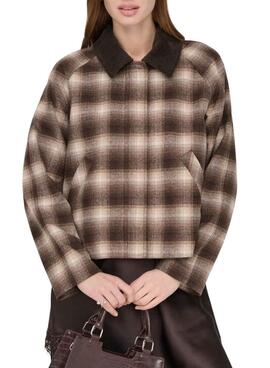 Jacke Only Kine Braun mit Karomuster für Damen
