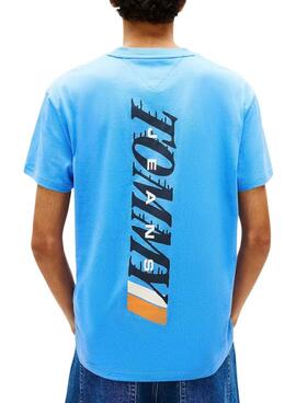 T-Shirt Tommy Jeans Vintage Logo Rückseite Blau für Herren