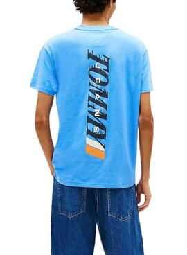 T-Shirt Tommy Jeans Vintage Logo Rückseite Blau für Herren