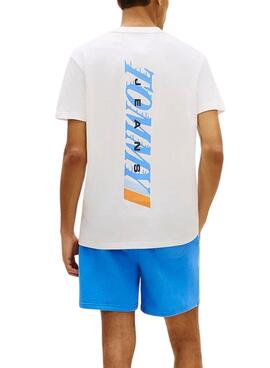 T-Shirt Tommy Jeans Vintage Logo Rückseite Beige für Herren