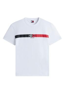 T-Shirt Tommy Jeans Signature Stripe in Weiß für Herren
