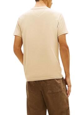 T-shirt Tommy Jeans Sign Chest Slim beige für Herren