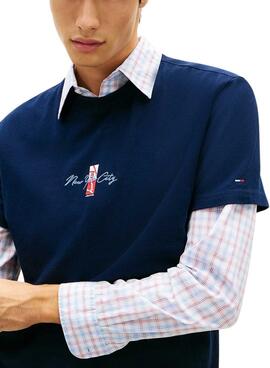 T-Shirt Tommy Jeans Sign Block Marine für Herren