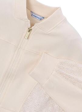 Kapuzenpullover von Mayoral mit Reißverschluss in Beige für Mädchen.