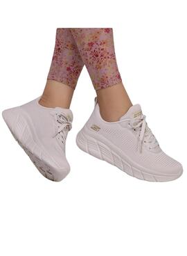 Turnschuhe Skechers BOBS Sport B Flex Hi beige für Damen.