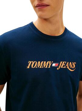 Tommy Jeans Vintage-Logo-T-Shirt in Marineblau für Herren