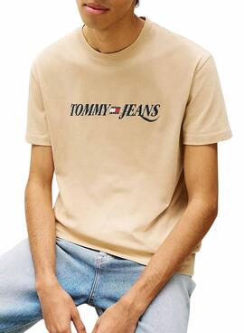 T-shirt Tommy Jeans Vintage-Logo beige für Herren