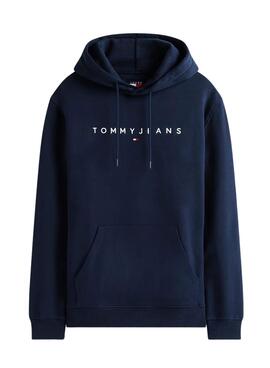 Tommy Jeans Linear Logo Kapuzenpullover in Marineblau für Herren.