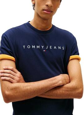 T-Shirt Tommy Jeans Linear Logo Marine Regular für Herren.
