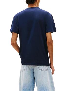T-Shirt Tommy Jeans Linear Logo Marine Regular für Herren.
