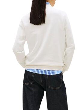 Tommy Jeans Essential Logo weißer Pullover für Damen.