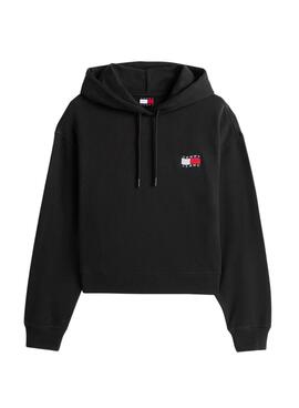 Sudadera Tommy Jeans Wavy Flag schwarz für Damen