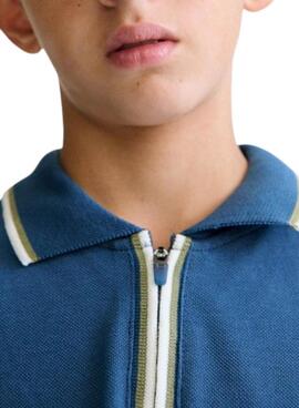 Blauer Reißverschluss-Poloshirt für Jungen