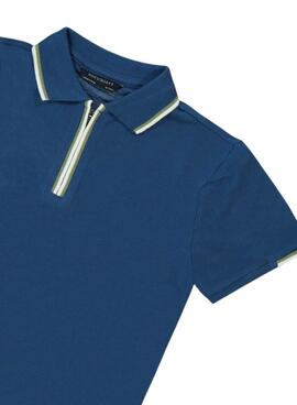 Blauer Reißverschluss-Poloshirt für Jungen