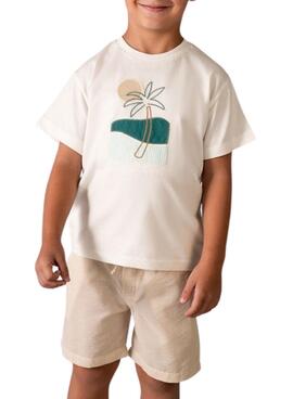 Shorts-Set Mayoral Seersucker Beige für Jungen