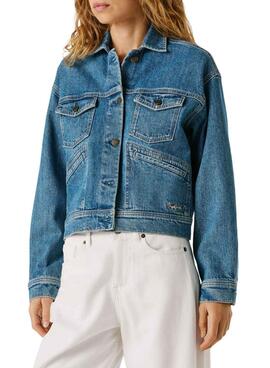 Jeansjacke Pepe Jeans Relaxed in Blau für Damen.