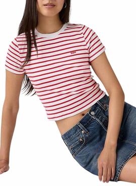 Levis Perfect Tee gestreiftes T-Shirt in Rot und Weiß für Damen