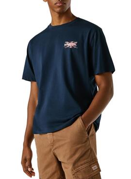 T-Shirt Pepe Jeans Small Flag in Marineblau für Herren.