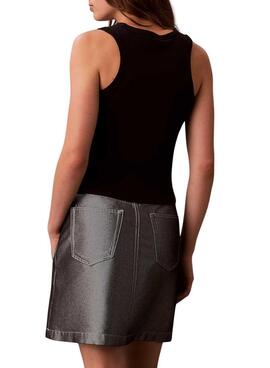 T-Shirt Calvin Klein Jeans Woven Label schwarz für Damen