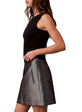 T-Shirt Calvin Klein Jeans Woven Label schwarz für Damen