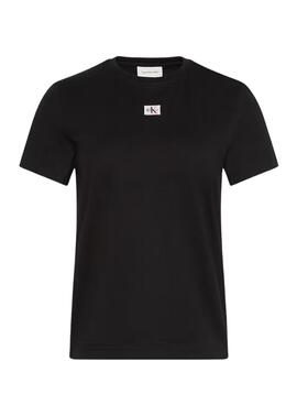 T-Shirt Calvin Klein Jeans Label schwarz für Damen
