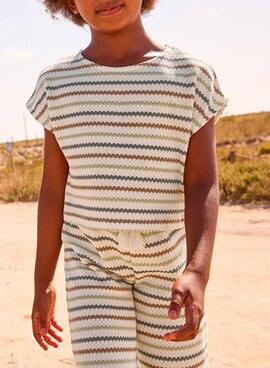 T-shirt Mayoral aus mehrfarbig gestreiftem Strick für Mädchen