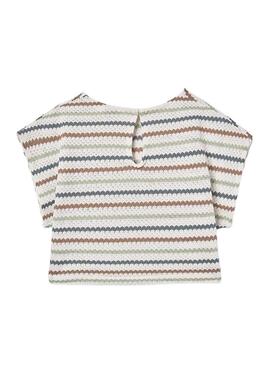 T-shirt Mayoral aus mehrfarbig gestreiftem Strick für Mädchen