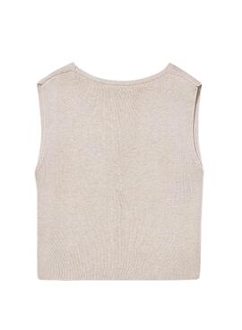 Top Bürgermeister aus beigem Strick mit Knöpfen für Mädchen.