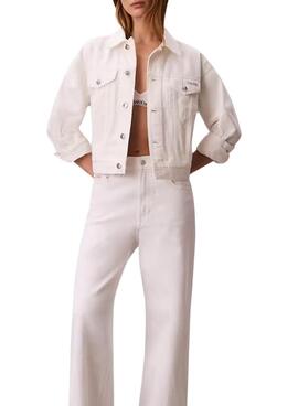 Weiße Calvin Klein Jeans 90er Jahre Damen Jeansjacke