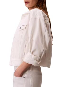 Weiße Calvin Klein Jeans 90er Jahre Damen Jeansjacke