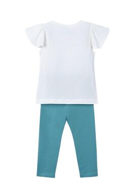 Mayoral Set in Minze mit reliefartigen Blumen für Mädchen