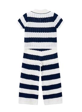 Set Mayoral mit blauen gestreiften Druck für Mädchen.