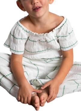 Ensemble Mayoral à rayures menthe imprimé pour fille.