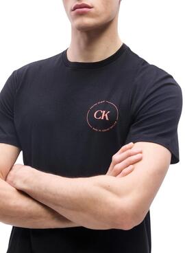 T-Shirt Calvin Klein Jeans mit rundem Logo in Schwarz für Herren.