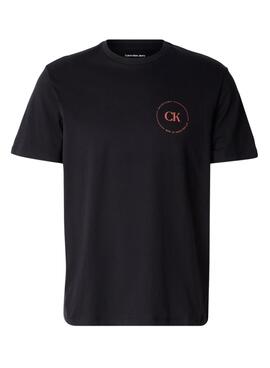 T-Shirt Calvin Klein Jeans mit rundem Logo in Schwarz für Herren.