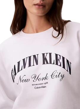 Sweatshirt Calvin Klein Jeans Graphic Logo weiß für Damen.