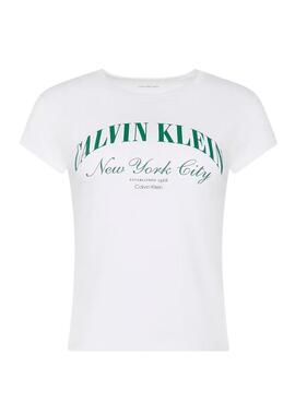 T-Shirt Calvin Klein Jeans Graphic Logo weiß für Damen.
